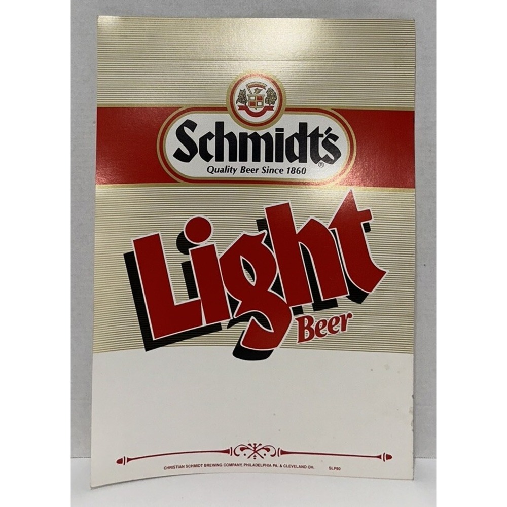 Schmidt Beer Sign Cardboard‎ Store Advertising 20" X 16" Man Cave Bar Vtg Rare